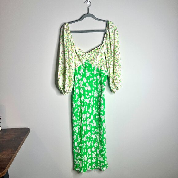 RIXO for Target Daisy Floral Long Sleeve Sheath Midi Dress Girly Romantic Sz 16 - Picture 2 of 6